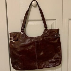 Nordstrom Leather burgundy w paisley lined bag